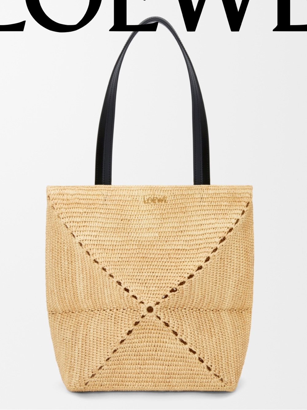 Loewe Medium Puzzle Fold tote in raffia